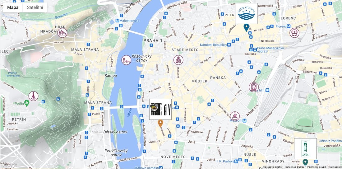 Umístění hotelů na mapě - Small Charming Hotels